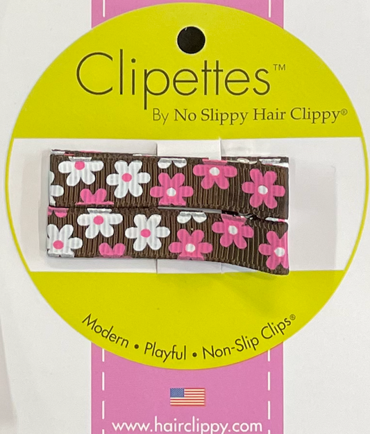 Clipettes Prints - Daisies Chocolate(2 Clips)